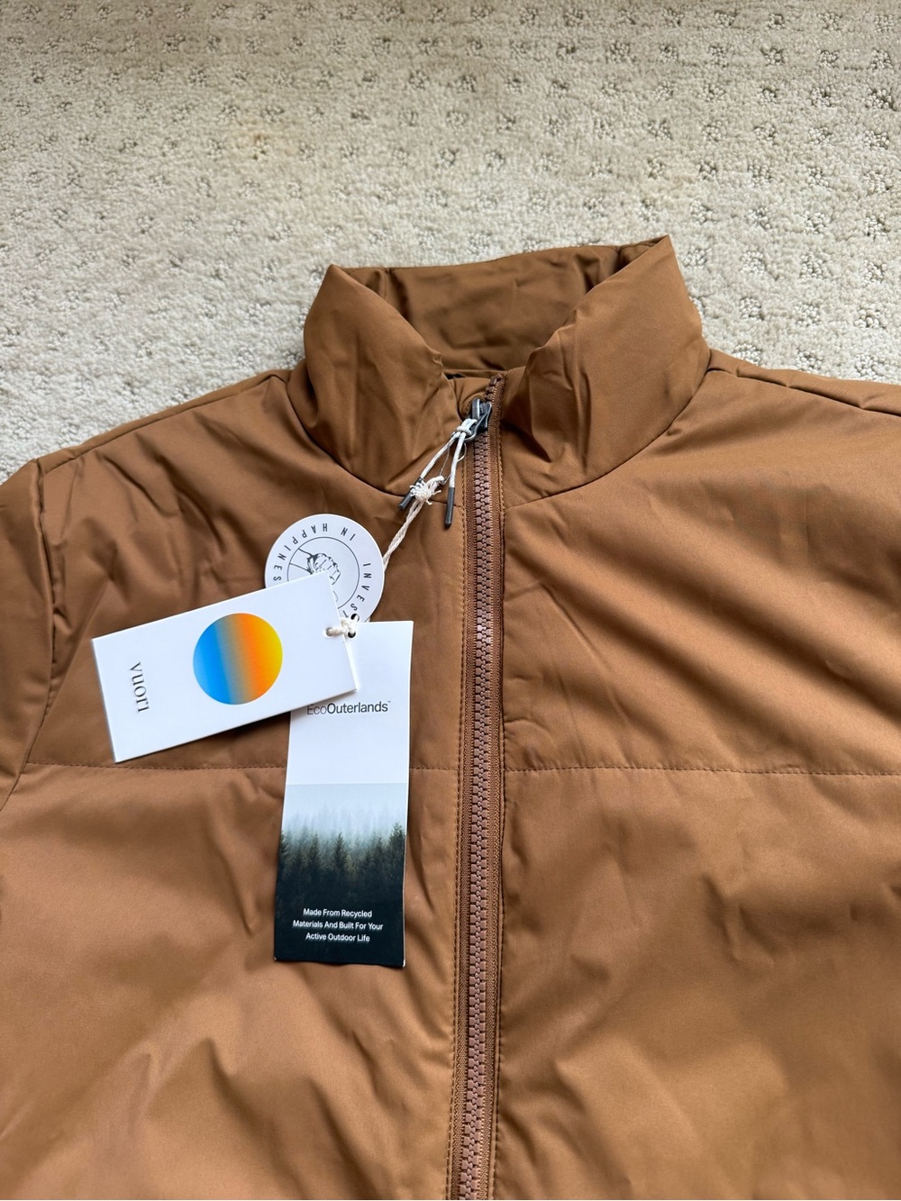 Vuori Quilted Zip Jacket in Camel Brown - Picture 3 of 7